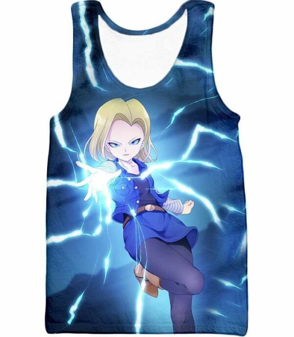 Dragon Ball Super Pretty Android 18 Cool Fighter Blue Hoodie - Dragon Ball Super Hoodie - Tank Top