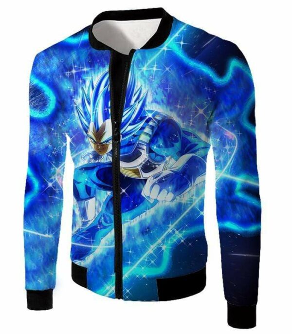 Dragon Ball Super Prince Vegeta Super Saiyan Blue Ultimate Anime Graphic Action Zip Up Hoodie - DBZ Hoodie - Jacket