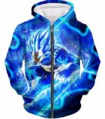 Dragon Ball Super Prince Vegeta Super Saiyan Blue Ultimate Anime Graphic Action Zip Up Hoodie - DBZ Hoodie - Zip Up Hoodie