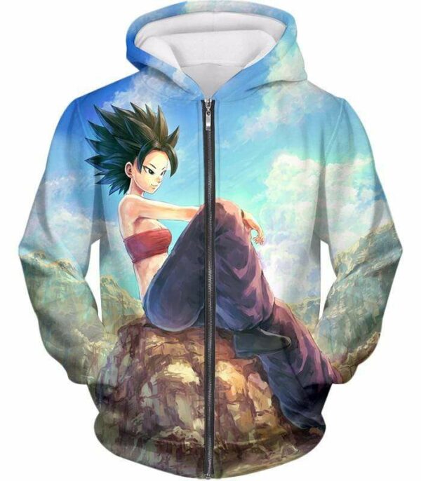 Dragon Ball Super Super Cool Universe 6 Saiyan Caulifla Hoodie - Zip Up Hoodie