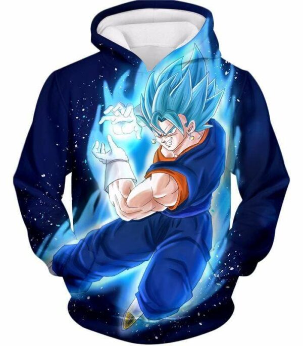 Dragon Ball Super Vegito Super Saiyan Blue Cool Action Blue Zip Up Hoodie - DBZ Clothing Hoodie - Hoodie