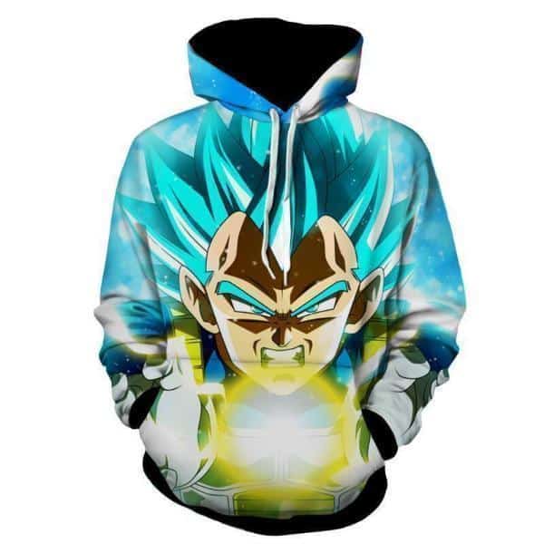 Dragon Ball Vegeta Hoodie -  SSJ Blue God DBZ Hoodie Jacket