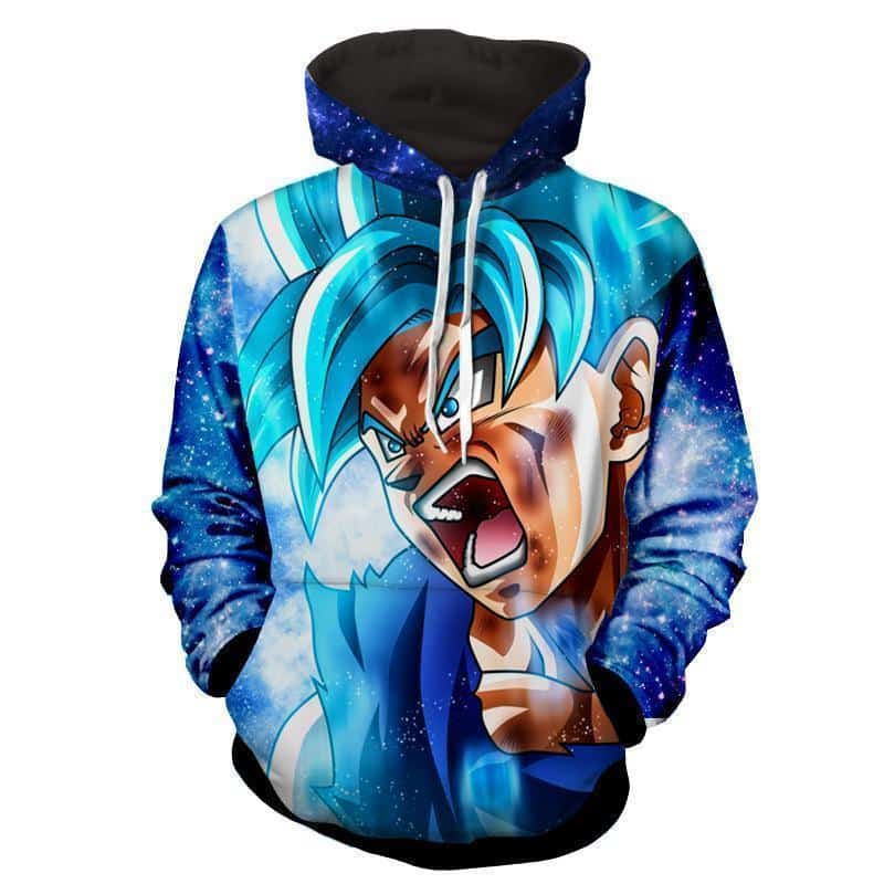 Dragon Ball Z Goku Hoodie - SSJ God Goku Blue Aurora Dragon Ball 3D Hoodie Jacket