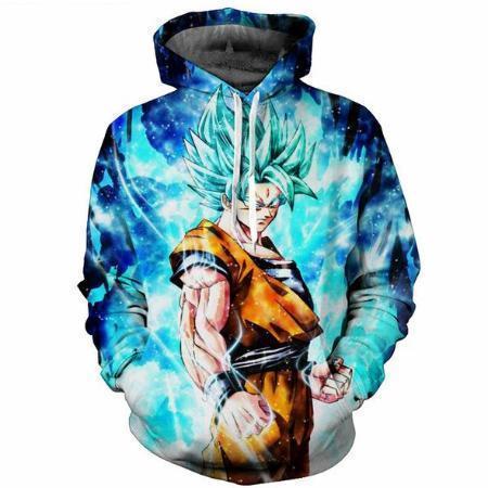 Dragon Ball Z Hoodie - A Powerful Goku Super Saiyan Blue Pullover Hoodie