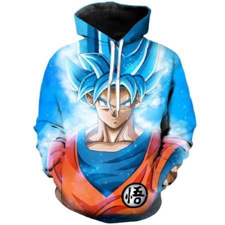 Dragon Ball Z Hoodie - A Super Saiyan Blue Goku Wearing Gi With Go Symbol Pullover Hoodie