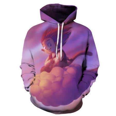 Dragon Ball Z Hoodie - Animation Look Kid Goku Flying Nimbus Pullover Hoodie