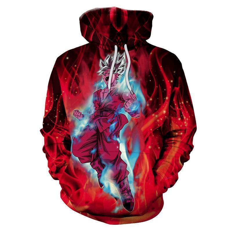 Dragon Ball Z Hoodie Goku Ultra Instinct Red Aura 3d Graphic Hoodie