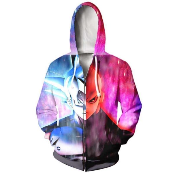 Dragon Ball Z Hoodie - Goku Ultra Instinct Vs. Jiren Zip Up Hoodie Jacket - Zip Up Hoodie