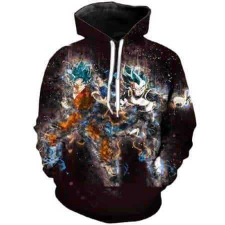 Dragon Ball Z Hoodie - Super Saiyan Blue Goku And Vegeta Pullover Hoodie