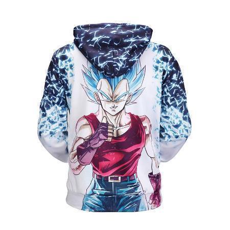 Dragon Ball Z Hoodie - Super Saiyan Blue Goku Punching His Fist Pullover Hoodie