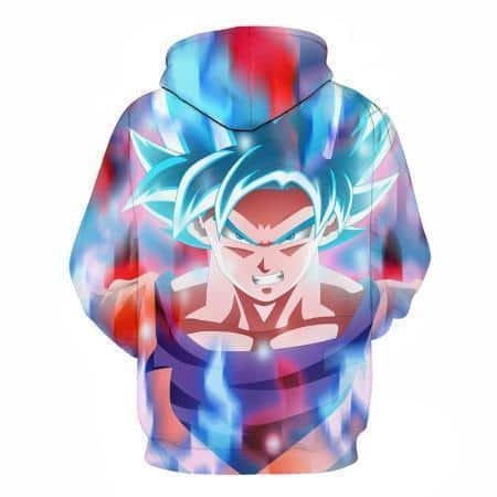 Dragon Ball Z Hoodie - Super Saiyan Blue Goku Transformation Pullover Hoodie