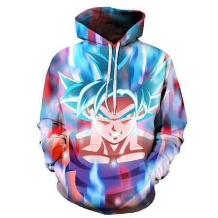 Dragon Ball Z Hoodie - Super Saiyan Blue Goku Transformation Pullover Hoodie