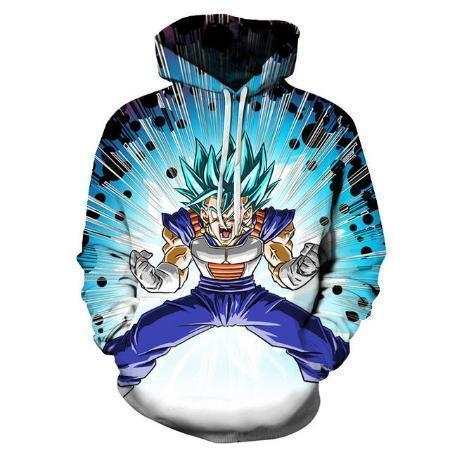 Dragon Ball Z Hoodie - Super Saiyan Blue Vegeta Explosion Pullover Hoodie