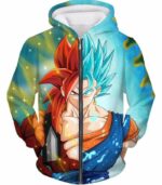 Dragon Ball Z Hoodie - Super Saiyan Blue Vegetto And SSJ4 Gogeta Hoodie - Zip Up Hoodie