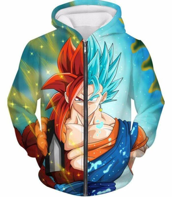 Dragon Ball Z Hoodie - Super Saiyan Blue Vegetto And SSJ4 Gogeta Hoodie - Zip Up Hoodie