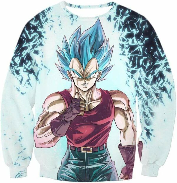 Dragon Ball Z Zip Up Hoodie - Super Saiyan Blue Vegeta GT Hoodie - Sweatshirt