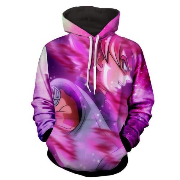 Draogn Ball Z Goku Hoodie - Black Goku Dragon Ball 3D Vibrant Pink Graphic Hoodie