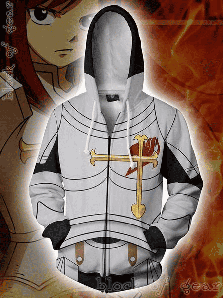 Fairy Tail Erza Scarlet Heart Kreuz Armor Zip Up Hoodie Jacket
