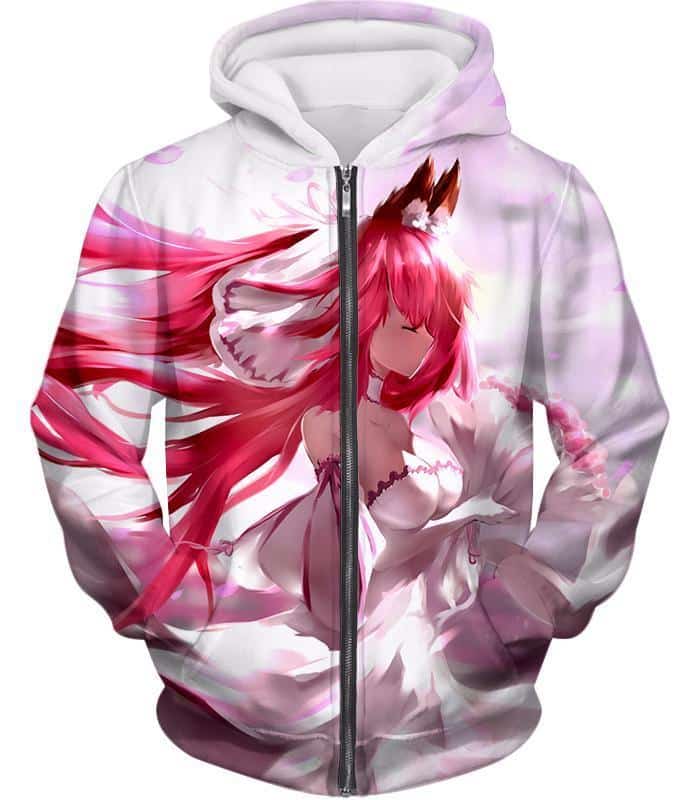 Fate Stay Night Beautiful Red Haired Fate Series Female White Zip Up Hoodie - Zip Up Hoodie
