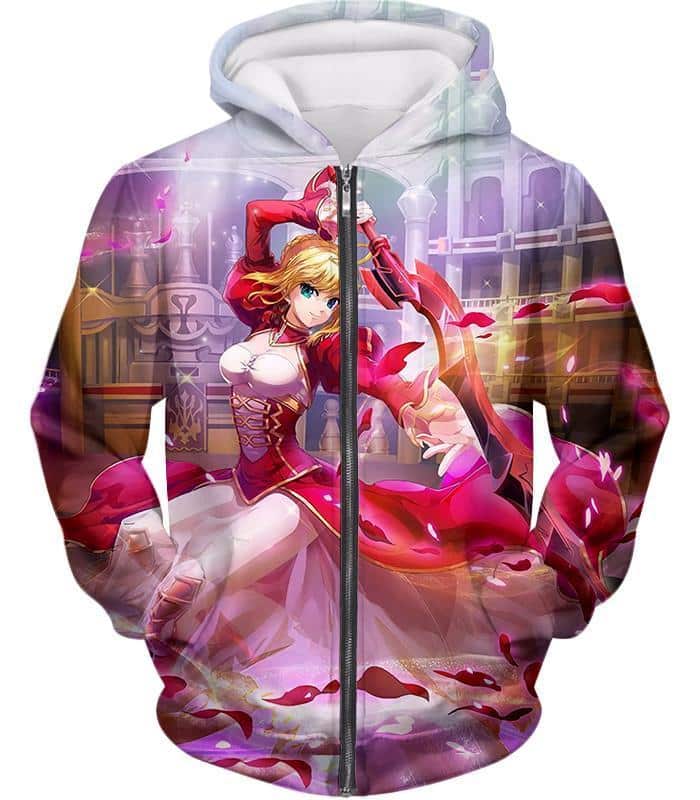 Fate Stay Night Beautiful Saber Fate Extra Cool Printed Zip Up Hoodie