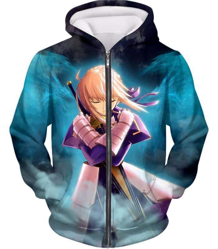 Fate Stay Night Cool King Arthur Saber Class Altria Zip Up Hoodie - Zip Up Hoodie