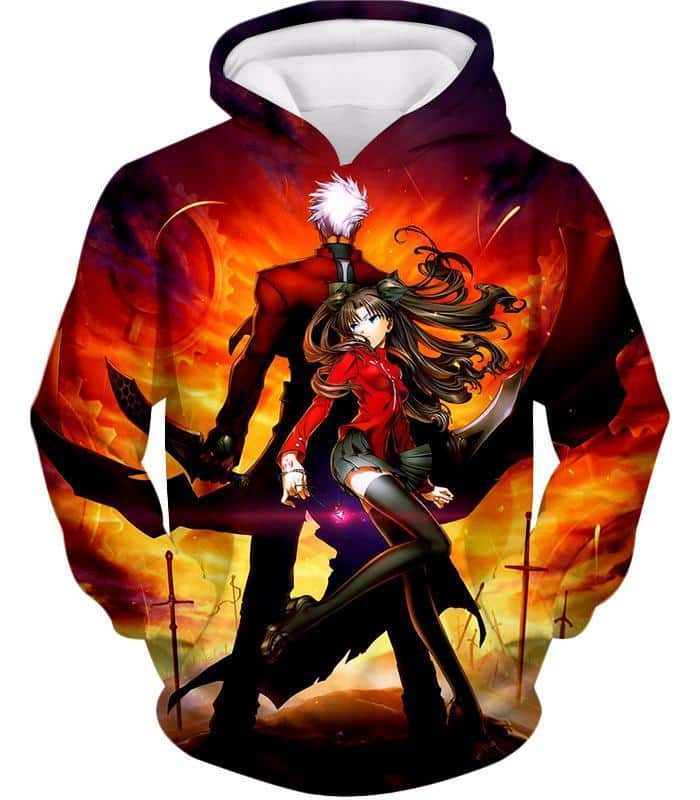 Fate Stay Night Cool Rin Tohsaka And Archer Action Hoodie