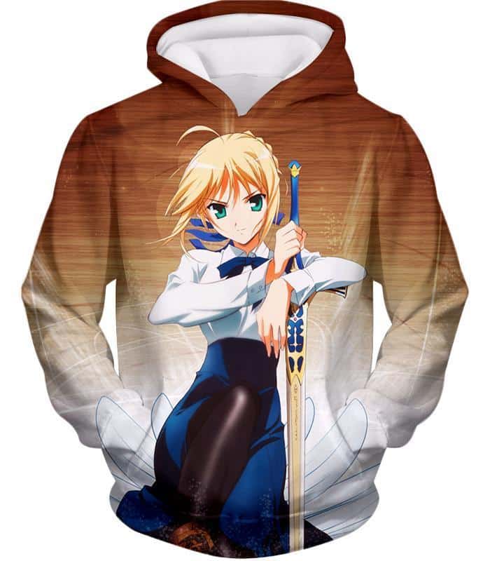 Fate Stay Night Cute Saber Altria Pendragon Action Pose Hoodie - Hoodie