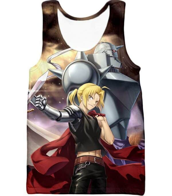 Fullmetal Alchemist Alchemy Brothers Edward X Alphonse Action Zip Up Hoodie - Tank Top