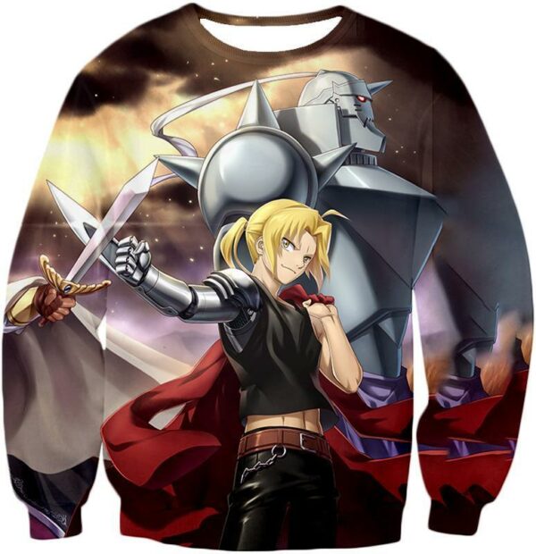 Fullmetal Alchemist Alchemy Brothers Edward X Alphonse Action Zip Up Hoodie - Sweatshirt