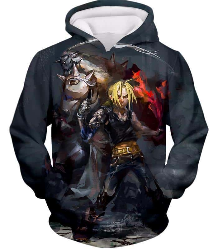 Fullmetal Alchemist Anime Art Alchemy Brothers Edward X Alphonse Black Hoodie - Hoodie