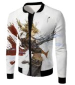 Fullmetal Alchemist Art Edward Elrich Action Pose Cool White Hoodie - Jacket
