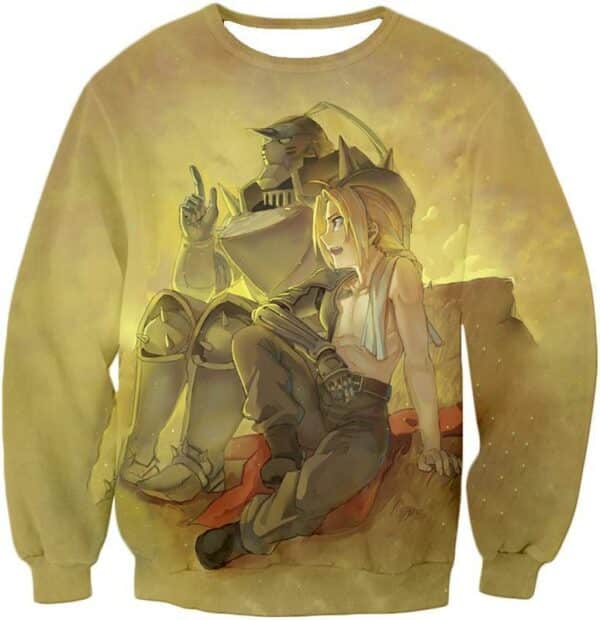 Fullmetal Alchemist Bonded With Friendship And Brotherhood Edward X Alphonse Cool Anime Zip Up Hoodie - Sweatshirt