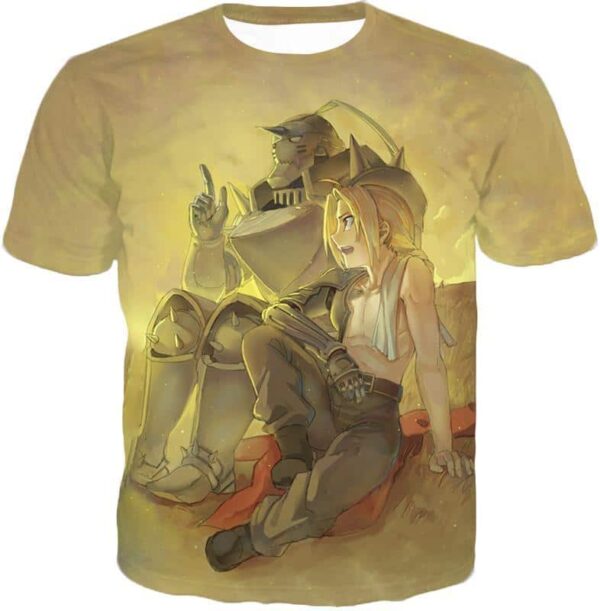 Fullmetal Alchemist Bonded With Friendship And Brotherhood Edward X Alphonse Cool Anime Zip Up Hoodie - T-Shirt