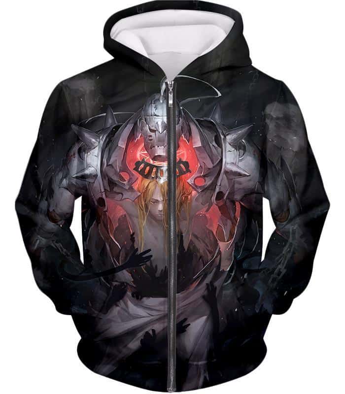 Fullmetal Alchemist Brothers Together As One Edward X Alphonse Best Anime Poster Zip Up Hoodie