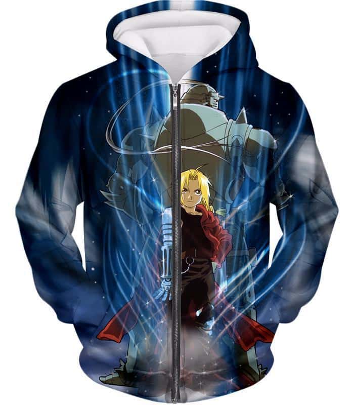 Fullmetal Alchemist Brothers Together Edward X Alphonse Ultimate Anime Action Zip Up Hoodie
