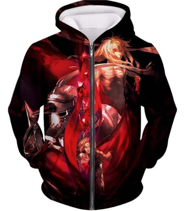 Fullmetal Alchemist Fighting For Life Brothers Edward X Alphonse Elrich Promo Hoodie - Zip Up Hoodie