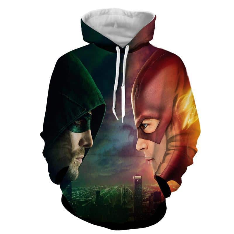 Flash & Green Arrow 3D Printed Hoodie - The Flash Jacket - Star Lab Hoodie