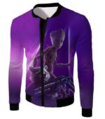 Super Kid Groot And Rocket Purple Zip Up Hoodie - Jacket