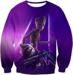 Super Kid Groot And Rocket Purple Zip Up Hoodie - Sweatshirt