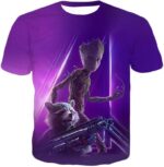 Super Kid Groot And Rocket Purple Zip Up Hoodie - T-Shirt