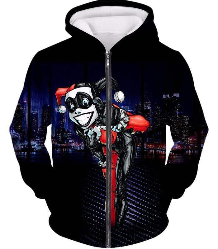 Cool Gotham Villain Harley Quinn Animated Graphic Zip Up Hoodie