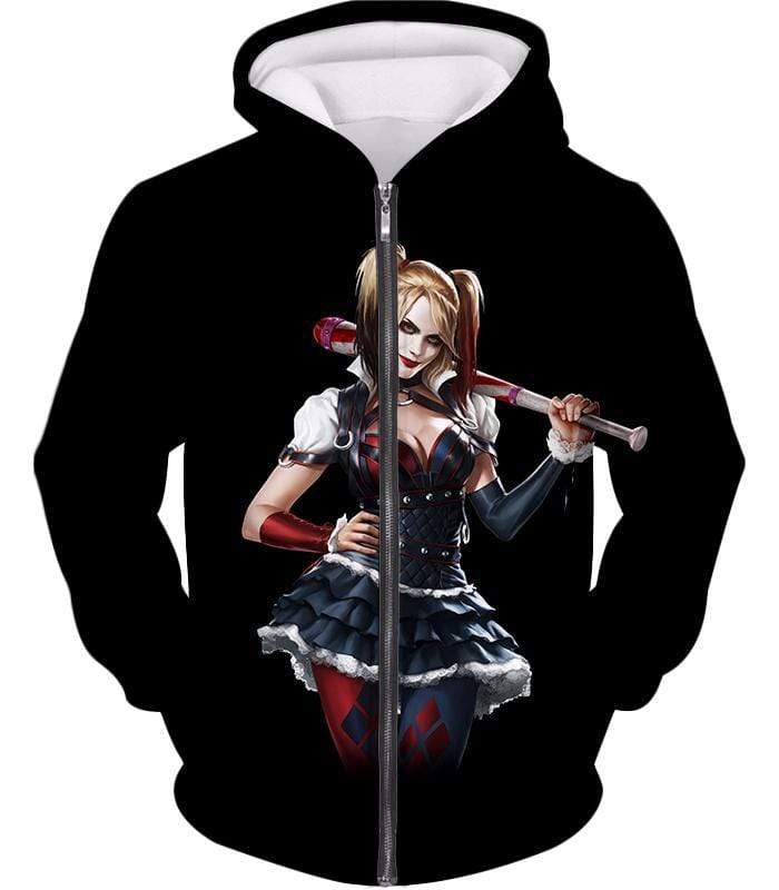 Gotham Citys Havoc Creator Hot Harley Quinn HD Black Promo Zip Up Hoodie