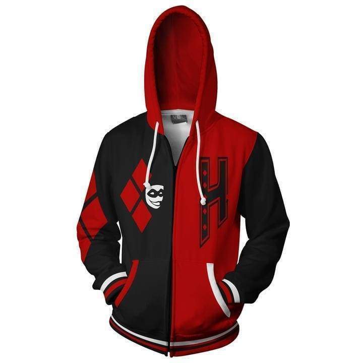 Harley Quinn Hoodie - Black And Red Jacket