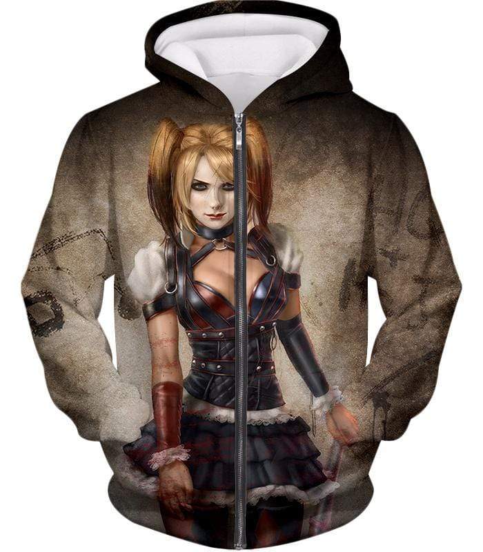 Hot Blonde Harley Quinn HD Graphic Zip Up Hoodie - Zip Up Hoodie