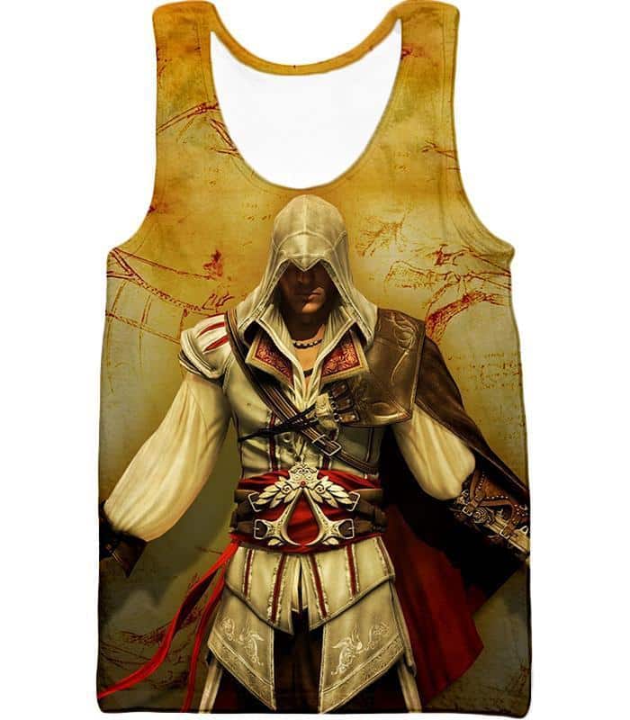 Assassin's Creed Cool Ezio Firenze Graphic Promo Zip Up Hoodie - Tank Top
