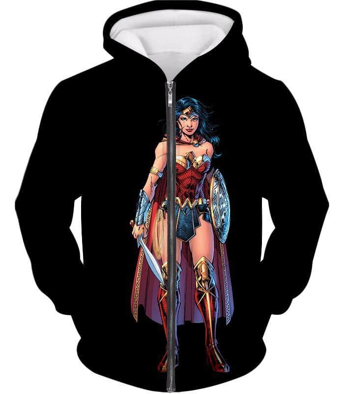 Best Amazonian Wonder woman Cool Black Zip Up Hoodie