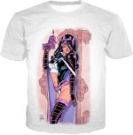 Extremely Hot DC Heroine Huntress Cool Action White Zip Up Hoodie - T-Shirt