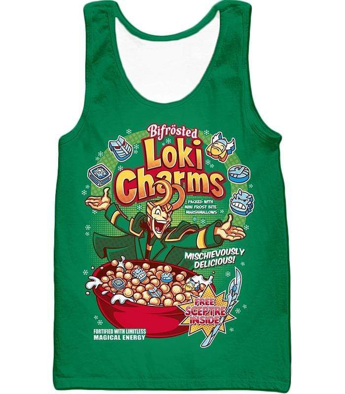 Funny Lokis Cornflakes Advertisement Green Zip Up Hoodie - Tank Top
