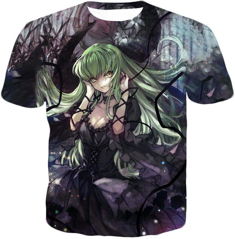 Green Haired C.C. The Grey Witch Of Britannia Cool Dark Anime Hoodie - T-Shirt