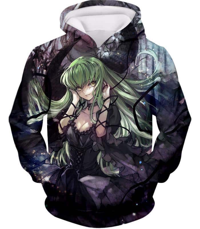 Green Haired C.C. The Grey Witch Of Britannia Cool Dark Anime Hoodie